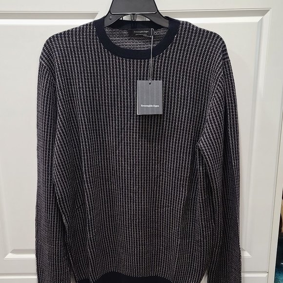 ERMENEGILDO ZEGNA WOOL KNIT CREWNECK SWEATER - Picture 1 of 5